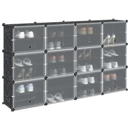 SIMU Extra Large Storage Cube Organiser with 12 Cubes and Doors Black PP