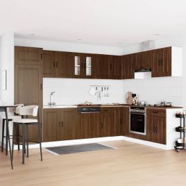 Kitchen Cabinet "Kalmar" with Double Basins Brown Oak Engineered wood