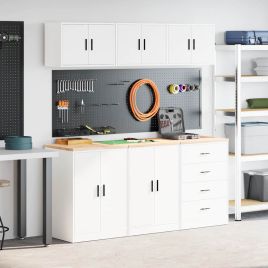 Garage Cabinets 6 pcs White Engineered Wood