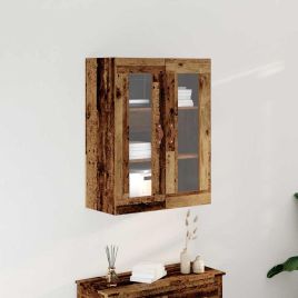 Wall-Mounted Cabinet with Glass Doors Old Wood 69,5x34x90 cm