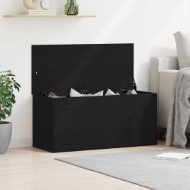 Storage Box with Lid Black Oak 100x42x46 cm Engineered Wood