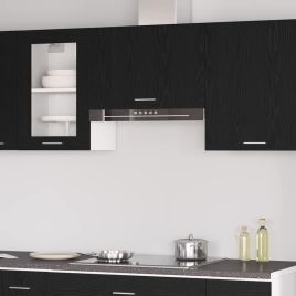 Black Oak Hanging Cabinet - 60x31x60 cm, Made from Engineered Wood
