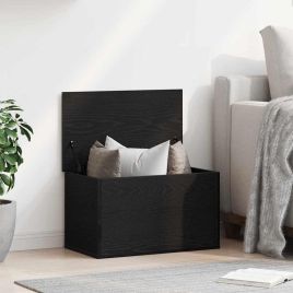 Storage Box with Lid Black Oak 60x35x35 cm Engineered Wood