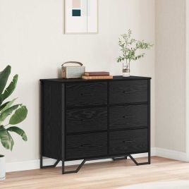 MAVEN Black Chest of Drawers - Medium-sized, 6 Drawers, Double
