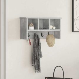 Wall-Mounted Coat Rack with Shelf Concrete grey 50 x 16 x 26 cm