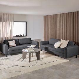 Sofa Set - CALVERA Fabric 3 Seater Sofa Set - Dark Grey