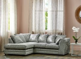 Willa Arlo Crushed Velvet Corner Sofa - Silver, Mink, Black