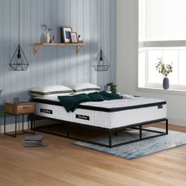 FENIXOR Small Double Pocket Sprung Mattress 2000 Springs - White with Black
