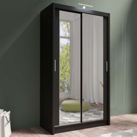 Avant 120cm Full Mirrored Sliding Wardrobe - Black
