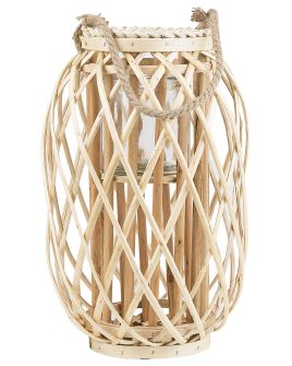 Wooden Candle Lantern 40 cm Natural MAURITIUS