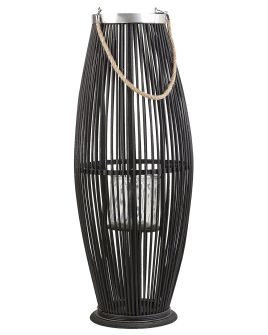 Wooden Candle Lantern 72 cm Black TAHITI
