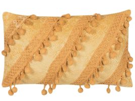 Viscose Cushion with Pompoms 30x50cm Yellow