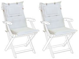Set of 2 Outdoor Seat/Back Cushions White MAUI