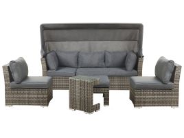 5 Seater PE Rattan Modular Garden Lounge Set Brown CORTE