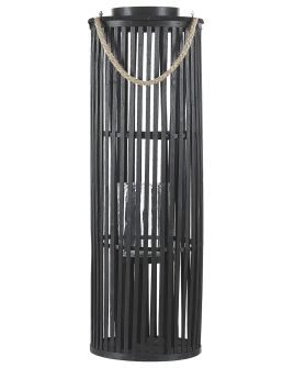 Wooden Candle Lantern 80 cm Black LUZON