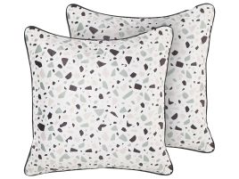 Set of 2 Velvet Cushions Terrazzo Pattern 45x45cm Multicolour