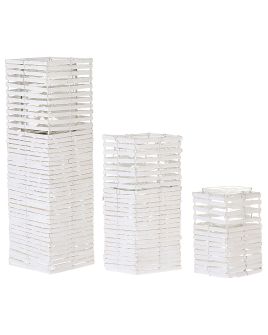Set of 3 Candle Holders White