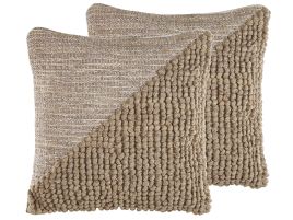 Set of 2 Cotton Cushions 45x45cm Beige