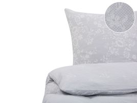 Cotton Sateen Duvet Cover Set Flower Pattern 135 x 200 cm Grey MORNINGSIDE