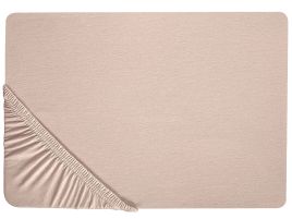 Cotton Fitted Sheet 160 x 200 cm Beige HOFUF