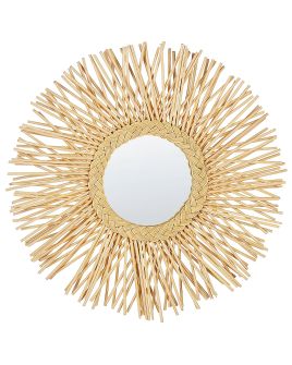 Rattan Sunburst Wall Mirror 60cm Natural