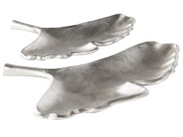 Trinket Dish Set Ginkgo Leaf Silver