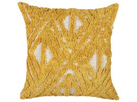 Tufted Cotton Cushion Geometric Pattern 45x45cm Yellow