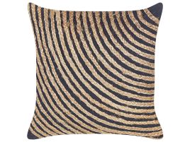 Cotton Cushion with Braided Jute 45x45cm Beige and Black