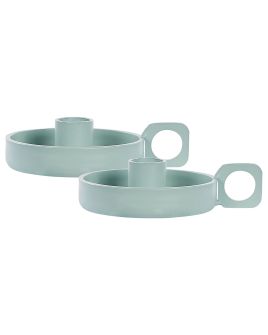 Set of 2 Iron Candlesticks Green