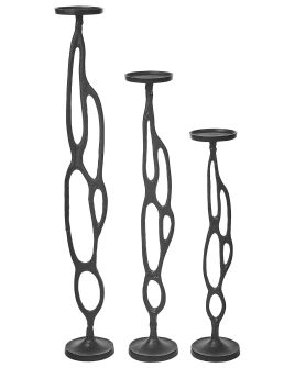 Set of 3 Candlesticks Black
