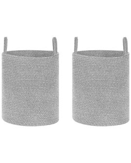 Set of 2 Cotton Baskets Grey