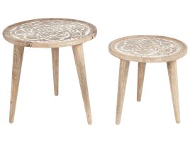 Set of 2 Mango Wood Side Tables Light SAKITA