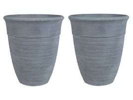 Set of 2 Plant Pots âŒ€ 43 cm Grey KATALIMA