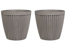 Set of 2 Plant Pots âŒ€ 36 cm Taupe POKA