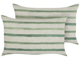 Set of 2 Cushions Striped Pattern 50x30cm Green