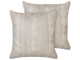 Set of 2 Cotton Cushions 45x45cm Taupe