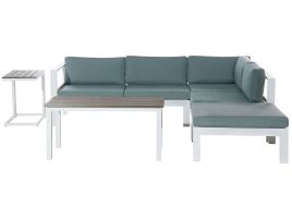 Left Hand 5 Seater Aluminium Garden Corner Sofa Set Green MESSINA