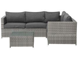 Left Hand 4 Seater PE Rattan Garden Corner Sofa Set Dark Grey AVOLA