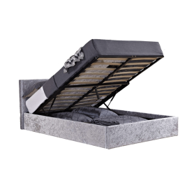 Birlea Berlin Steel Crushed Velvet Ottoman Bed - Double 4ft6
