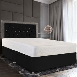 Sicillia Glitter Divan Plush Velvet Bed - Black in 5 Sizes