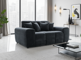 STACIE Fabric 2 Seater Sofa - Black