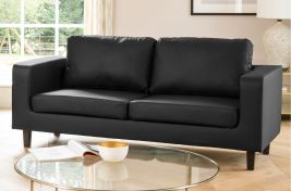 REGNIX Bonded Leather 3 Seater Sofa - Black