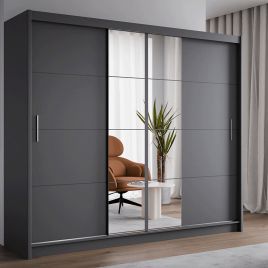 Charnwood Sliding Door Wardrobe Graphite with Glass - 250cm