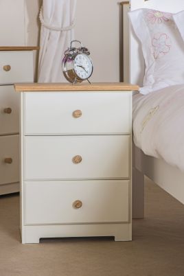 Colorado White Oak 3 Drawer Bedside Cabinet