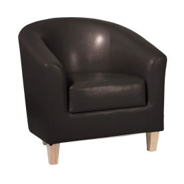 Bexhill Single Seater Faux Leather Sofa - Brown
