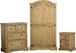 Wardrobe Set - CLACTON Bedroom Set Distressed Waxed Pine 53cm