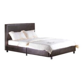 Luxurious Purbeck Brown Faux Leather Effect Bed with High Headboard Opulent Style - Kingsize
