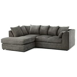 DANIEL Jumbo Cord 4 Seater L Shaped - Left Hand Facing Corner Sofa - Grey