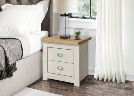 Classic Design Oak Top Bedside Table with 2 Drawers