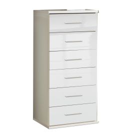 White Chest of Drawers - CALLISTO Tallboy Medium Chest 6 Drawers